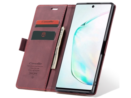 CaseMe Slim Synthetic Leather Wallet Case with Stand for Samsung Galaxy Note10+ - Burgundy