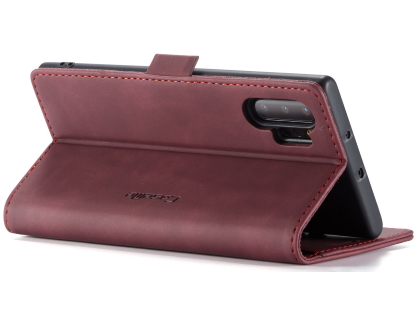 CaseMe Slim Synthetic Leather Wallet Case with Stand for Samsung Galaxy Note10+ - Burgundy
