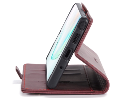 CaseMe Slim Synthetic Leather Wallet Case with Stand for Samsung Galaxy Note10+ - Burgundy