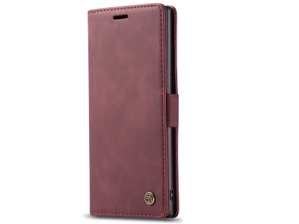 CaseMe Slim Synthetic Leather Wallet Case with Stand for Samsung Galaxy Note10+ - Burgundy