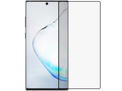 Curved Glass Screen Protector with Full Adhesive for Note10+ 5G - Black/Clear Screen Protector