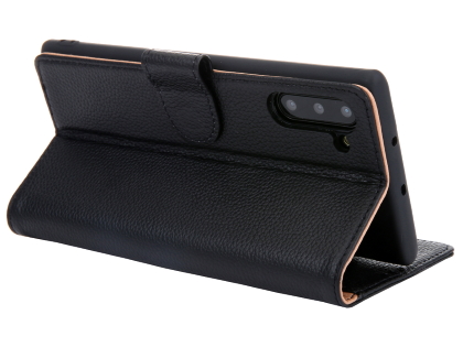 Premium Leather Wallet Case with Stand for Samsung Galaxy Note10 5G - Black