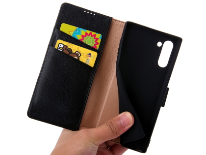 Premium Leather Wallet Case with Stand for Samsung Galaxy Note10 5G - Black