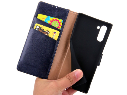 Premium Leather Wallet Case with Stand for Samsung Galaxy Note10 5G - Midnight Blue