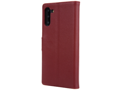 Premium Leather Wallet Case with Stand for Samsung Galaxy Note10 5G - Rosewood Leather Wallet Case