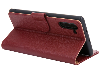 Premium Leather Wallet Case with Stand for Samsung Galaxy Note10 5G - Rosewood