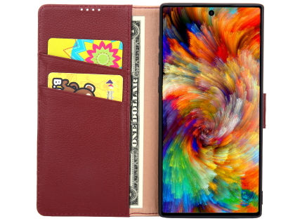 Premium Leather Wallet Case with Stand for Samsung Galaxy Note10 5G - Rosewood