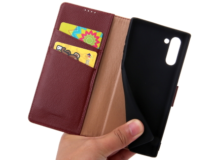 Premium Leather Wallet Case with Stand for Samsung Galaxy Note10 5G - Rosewood