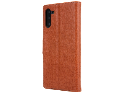 Premium Leather Wallet Case with Stand for Samsung Galaxy Note10 5G - Brown Leather Wallet Case