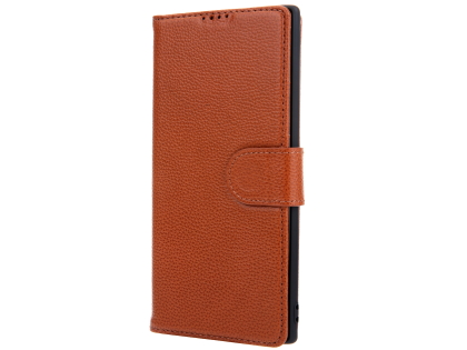 Premium Leather Wallet Case with Stand for Samsung Galaxy Note10 5G - Brown