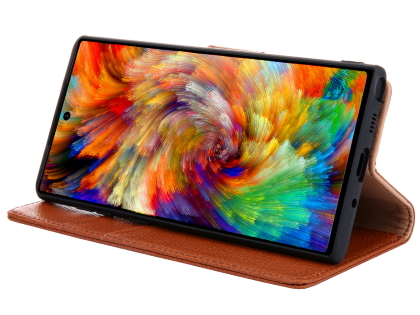 Premium Leather Wallet Case with Stand for Samsung Galaxy Note10 5G - Brown