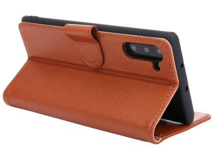 Premium Leather Wallet Case with Stand for Samsung Galaxy Note10 5G - Brown