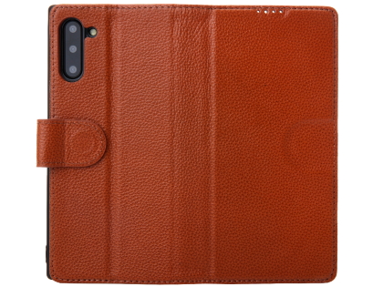 Premium Leather Wallet Case with Stand for Samsung Galaxy Note10 5G - Brown