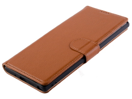 Premium Leather Wallet Case with Stand for Samsung Galaxy Note10+ 5G - Brown