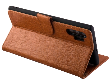 Premium Leather Wallet Case with Stand for Samsung Galaxy Note10+ 5G - Brown
