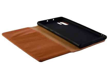 Premium Leather Wallet Case with Stand for Samsung Galaxy Note10+ 5G - Brown
