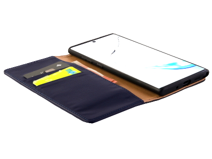 Premium Leather Wallet Case with Stand for Samsung Galaxy Note10+ 5G - Blue