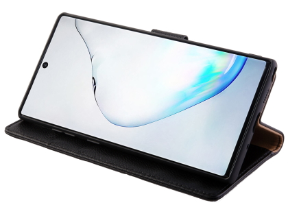Premium Leather Wallet Case with Stand for Samsung Galaxy Note10+ 5G - Black