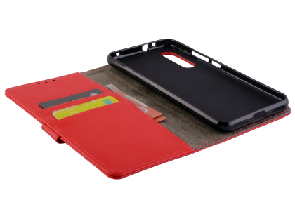 Synthetic Leather Wallet Case with Stand for Xiaomi Mi A3 - Red