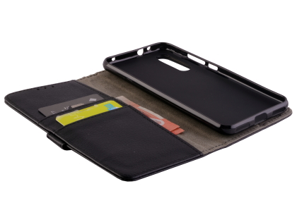 Synthetic Leather Wallet Case with Stand for Xiaomi Mi A3 - Black