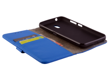 Synthetic Leather Wallet Case with Stand for Nokia 2.2 - Blue