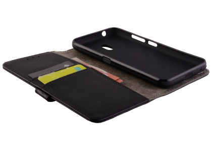 Synthetic Leather Wallet Case with Stand for Nokia 2.2 - Black