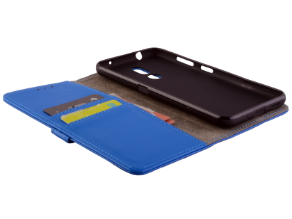 Synthetic Leather Wallet Case with Stand for Nokia 3.2 - Blue