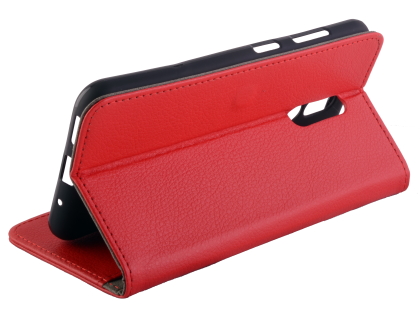 Synthetic Leather Wallet Case with Stand for Nokia 3.2 - Red