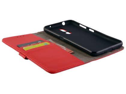 Synthetic Leather Wallet Case with Stand for Nokia 3.2 - Red