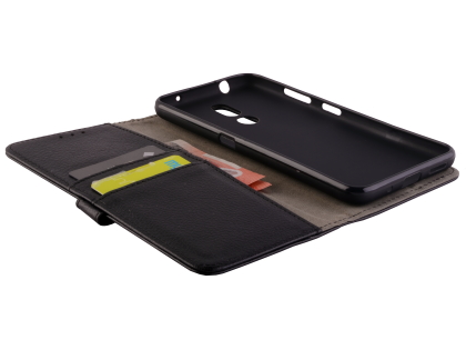 Synthetic Leather Wallet Case with Stand for Nokia 3.2 - Black