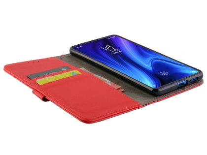Synthetic Leather Wallet Case with Stand for Xiaomi Mi 9T - Red