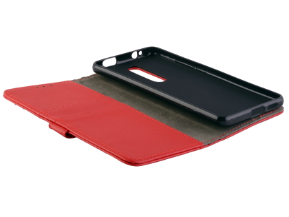 Synthetic Leather Wallet Case with Stand for Xiaomi Mi 9T - Red