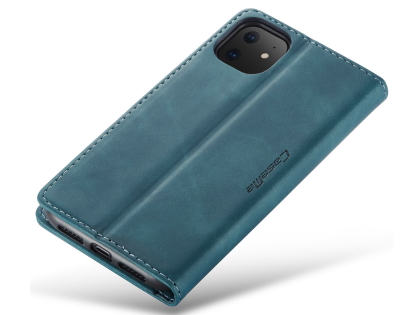 CaseMe Slim Synthetic Leather Wallet Case with Stand for iPhone 11 - Teal