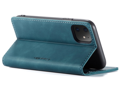 CaseMe Slim Synthetic Leather Wallet Case with Stand for iPhone 11 - Teal