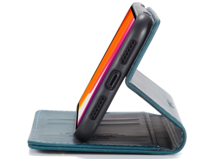 CaseMe Slim Synthetic Leather Wallet Case with Stand for iPhone 11 - Teal
