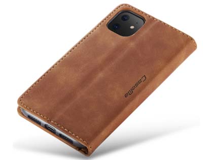 CaseMe Slim Synthetic Leather Wallet Case with Stand for iPhone 11 - Tan
