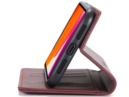 CaseMe Slim Synthetic Leather Wallet Case with Stand for iPhone 11 - Burgundy