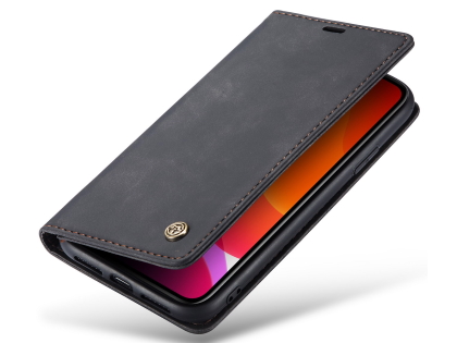 CaseMe Slim Synthetic Leather Wallet Case with Stand for iPhone 11 - Charcoal Leather Wallet Case