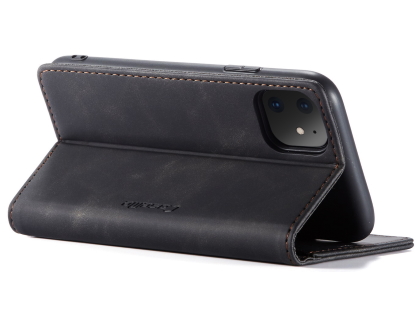 CaseMe Slim Synthetic Leather Wallet Case with Stand for iPhone 11 - Charcoal