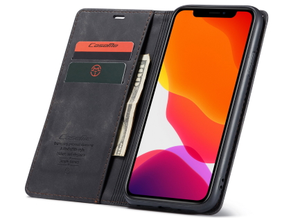 CaseMe Slim Synthetic Leather Wallet Case with Stand for iPhone 11 - Charcoal