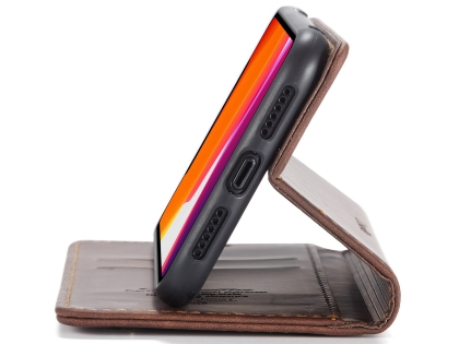 CaseMe Slim Synthetic Leather Wallet Case with Stand for iPhone 11 - Chocolate