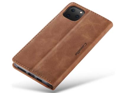 CaseMe Slim Synthetic Leather Wallet Case with Stand for iPhone 11 Pro - Tan