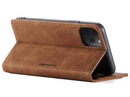 CaseMe Slim Synthetic Leather Wallet Case with Stand for iPhone 11 Pro - Tan