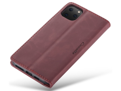 CaseMe Slim Synthetic Leather Wallet Case with Stand for iPhone 11 Pro - Burgundy