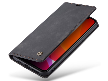CaseMe Slim Synthetic Leather Wallet Case with Stand for iPhone 11 Pro - Charcoal Leather Wallet Case