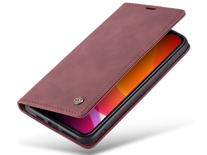 CaseMe Slim Synthetic Leather Wallet Case with Stand for iPhone 11 Pro Max - Burgundy Leather Wallet Case