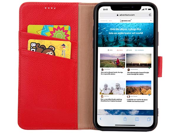 Premium Leather Wallet Case for Apple iPhone 11 - Red