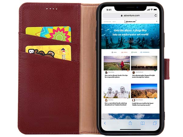 Premium Leather Wallet Case for Apple iPhone 11 - Rosewood