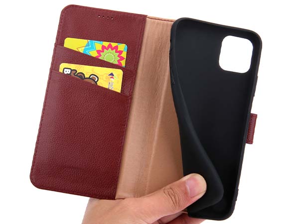 Premium Leather Wallet Case for Apple iPhone 11 - Rosewood