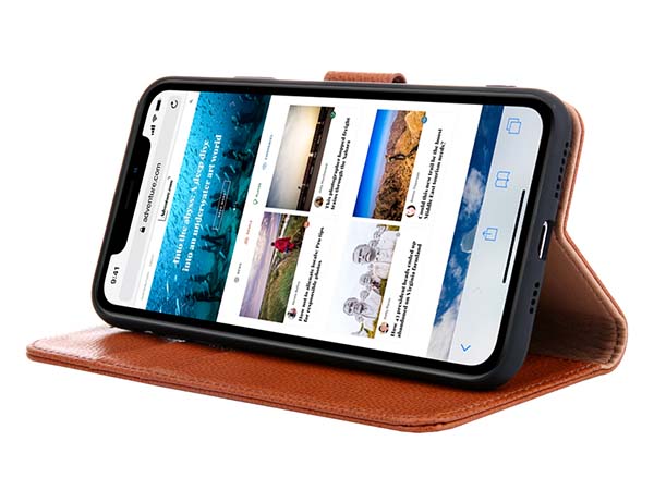 Premium Leather Wallet Case for Apple iPhone 11 - Caramel